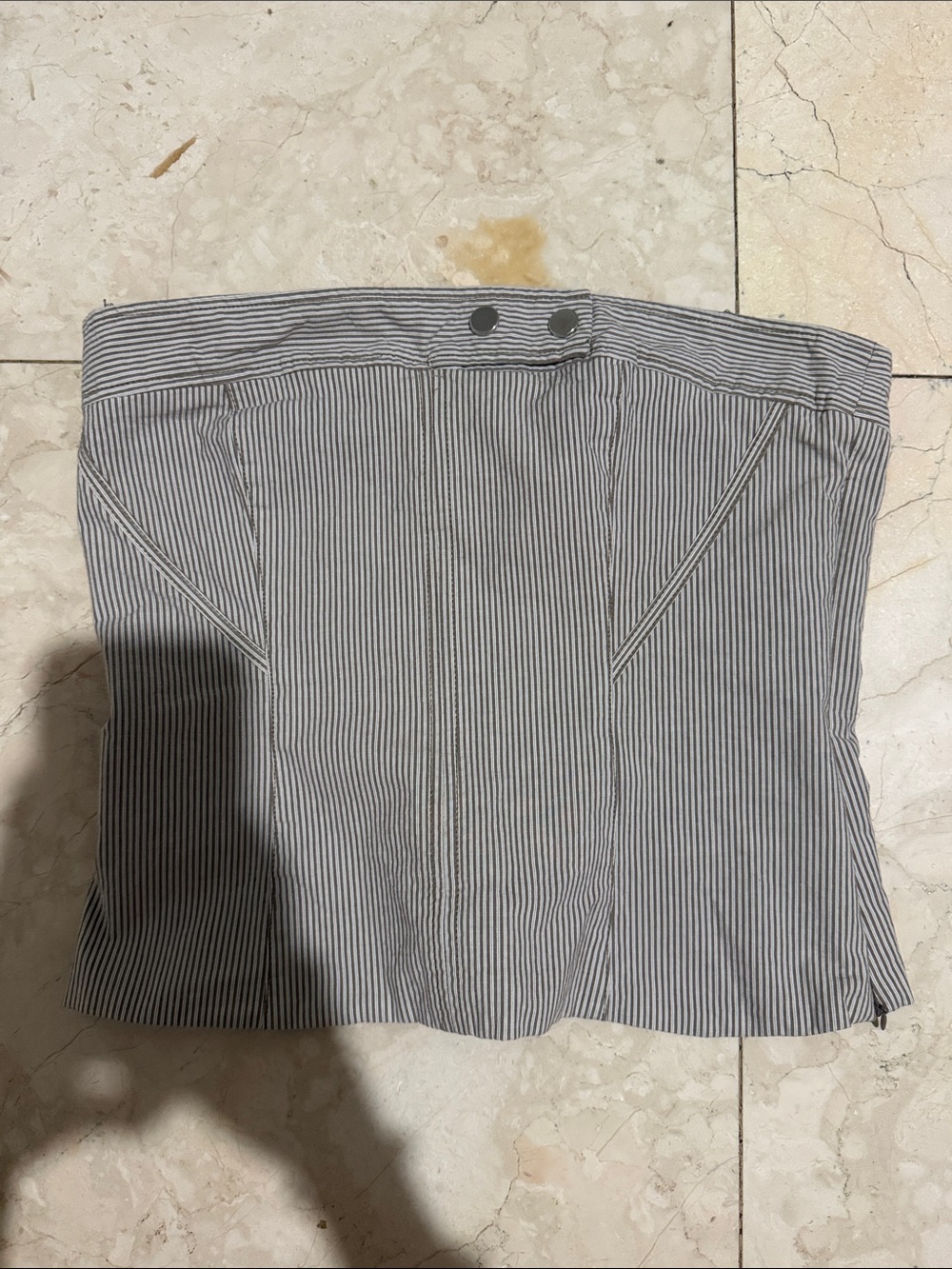 Zara Grey Beige and White Pinstriped Strapless Corset